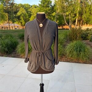 American Eagle Lightweight Cardigan Tie Waist Open Front Gray Medium